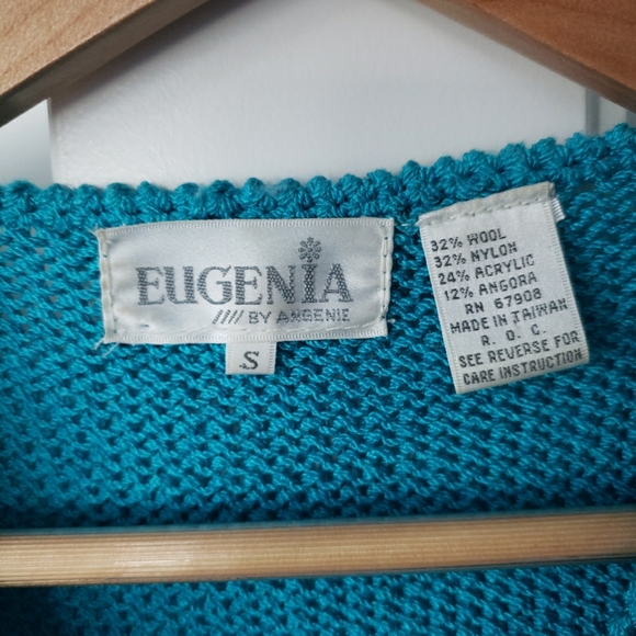 Vintage Eugenia By Angenie Angora Rabbit Hair Sweater Small Embellished Glam - Picture 3 of 6